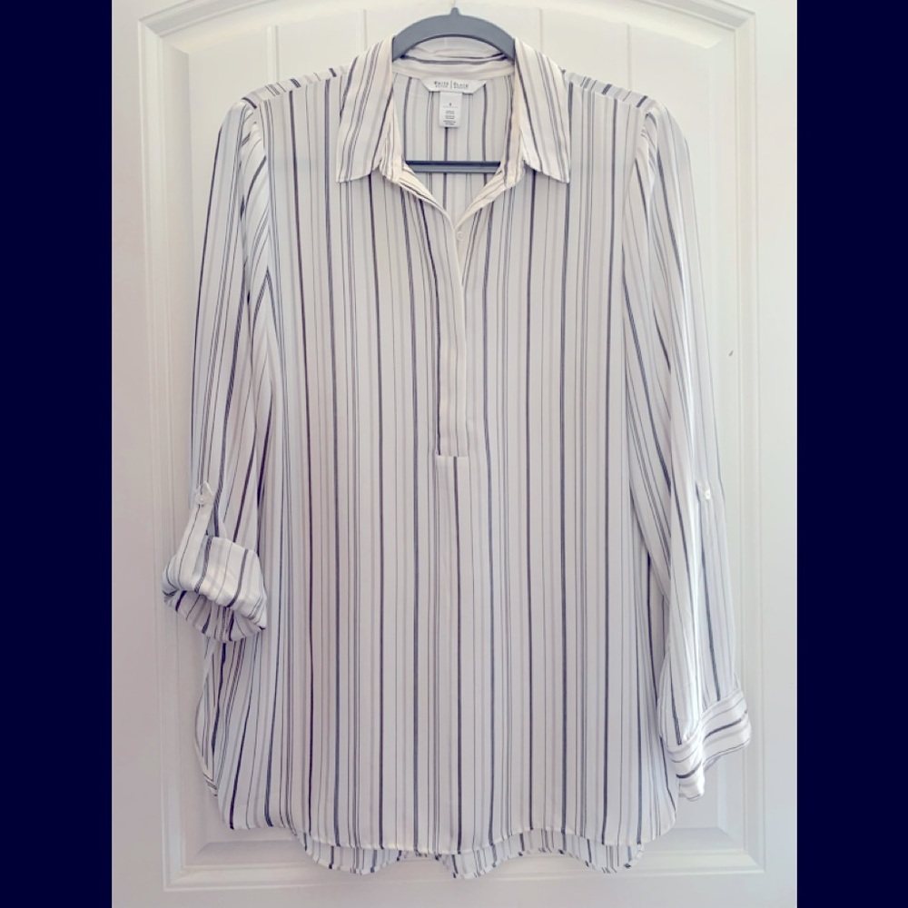 Ladies Sz 8 Black/White/Gray blouse